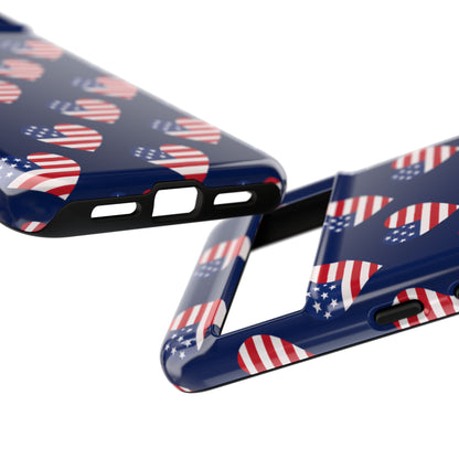 Patriotic American Flag Heart Phone Case – Tough Shockproof, USA Stars & Stripes for Iphone, Samsung Galaxy and Pixel