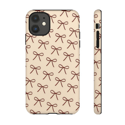 Coquette Bow Phone Case | Neutral Beige Aesthetic iPhone & Samsung Tough Case
