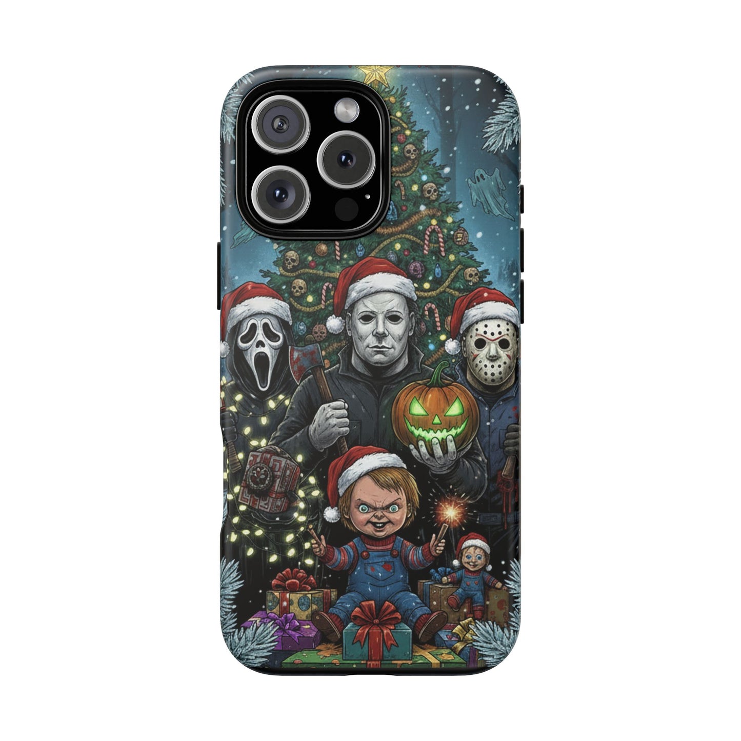 Christmas Horror Phone Case – Festive Slasher Collage Tough Case (iPhone, Samsung, Pixel)