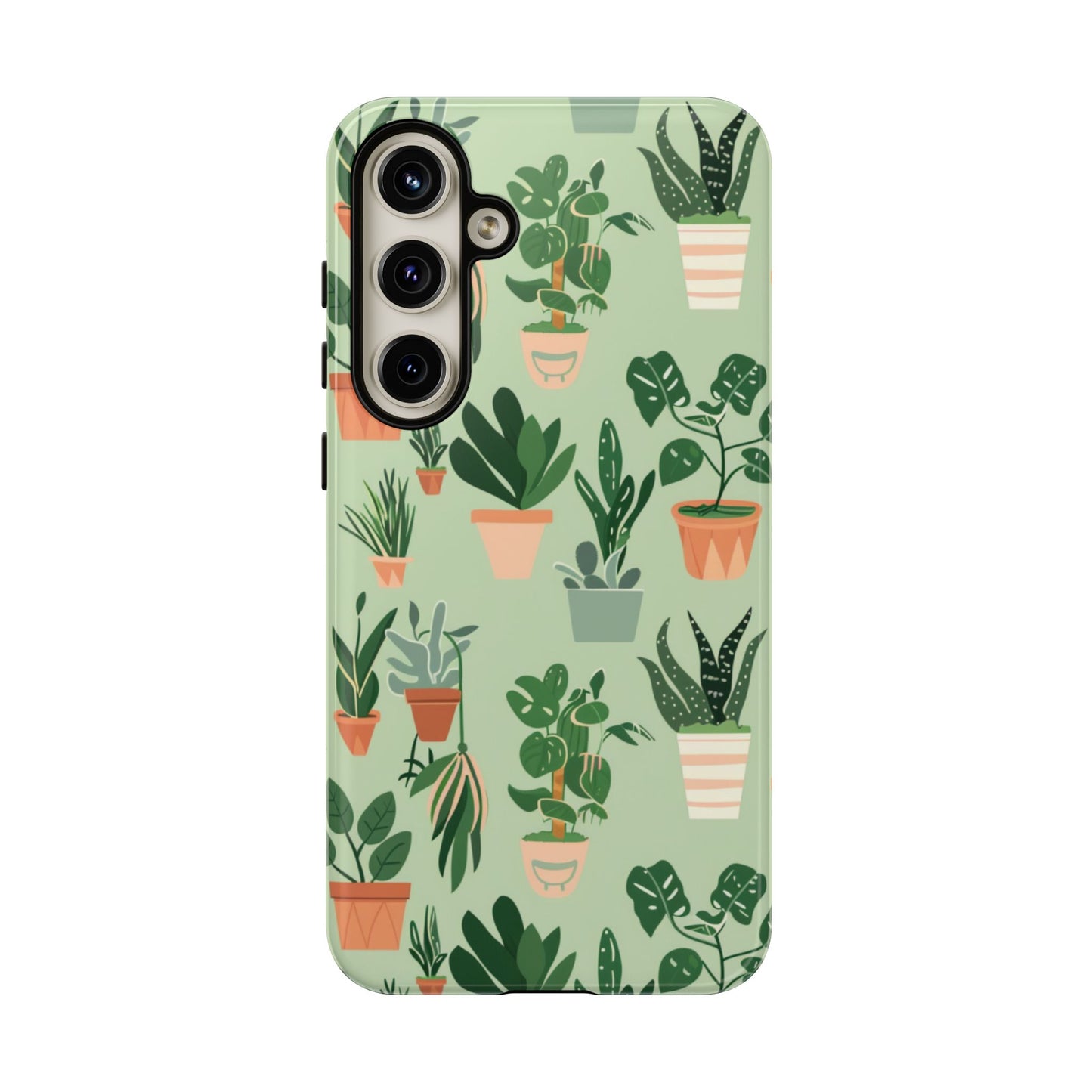 Plant Lover Phone Case | Cute Potted Plants Pattern | Botanical Aesthetic Tough Case