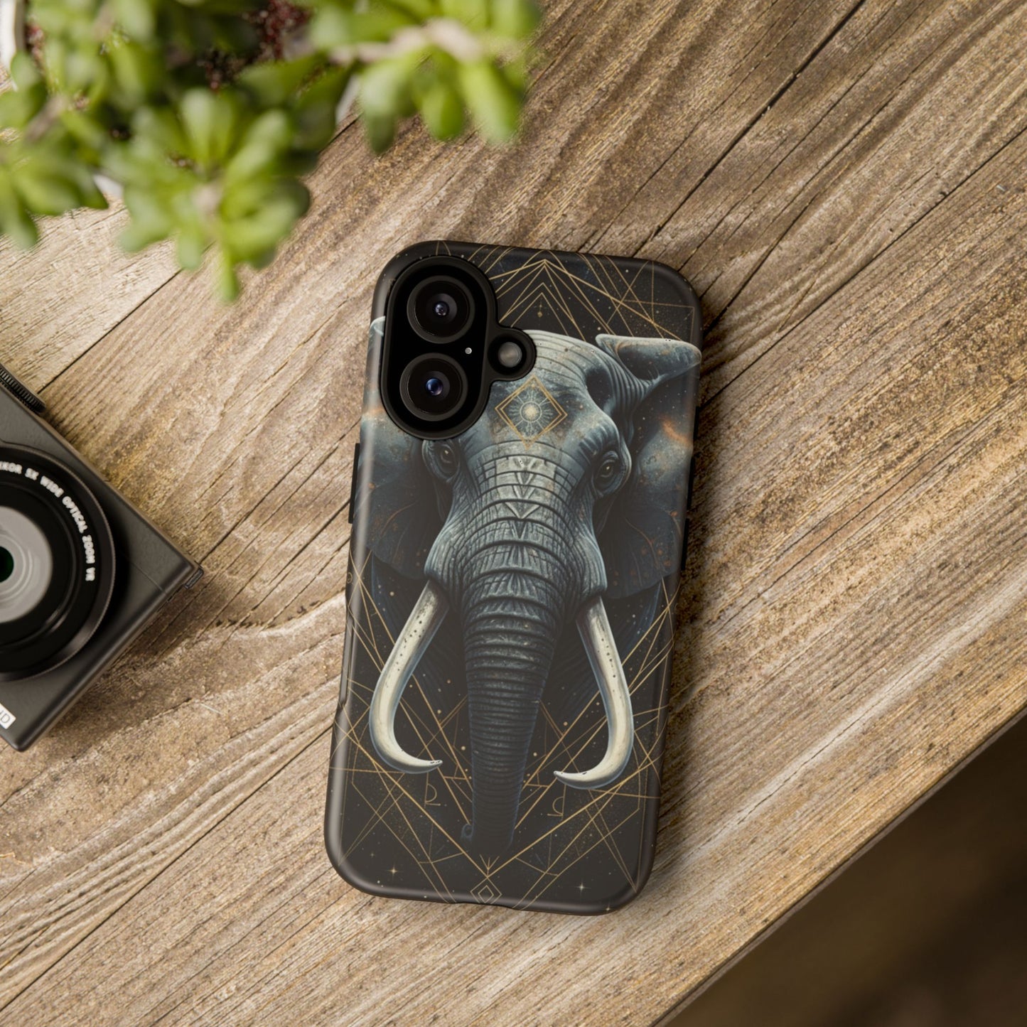 Elephant Mandala Phone Case – Black and Gold Spiritual Elephant Tough Protective Case