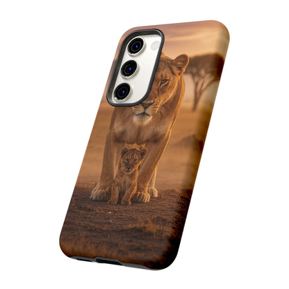 Lioness & Cub Phone Case | Safari Wildlife Tough Case for iPhone & Samsung