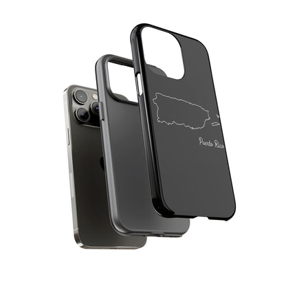 Puerto Rico Outline Phone Case – Minimal Country Map Tough Case (iPhone, Samsung, Pixel)