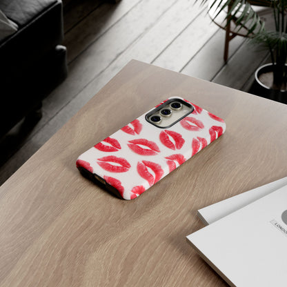 Red Lipstick Kiss Phone Case – Sexy Lip Print Pattern Tough Protective Cover