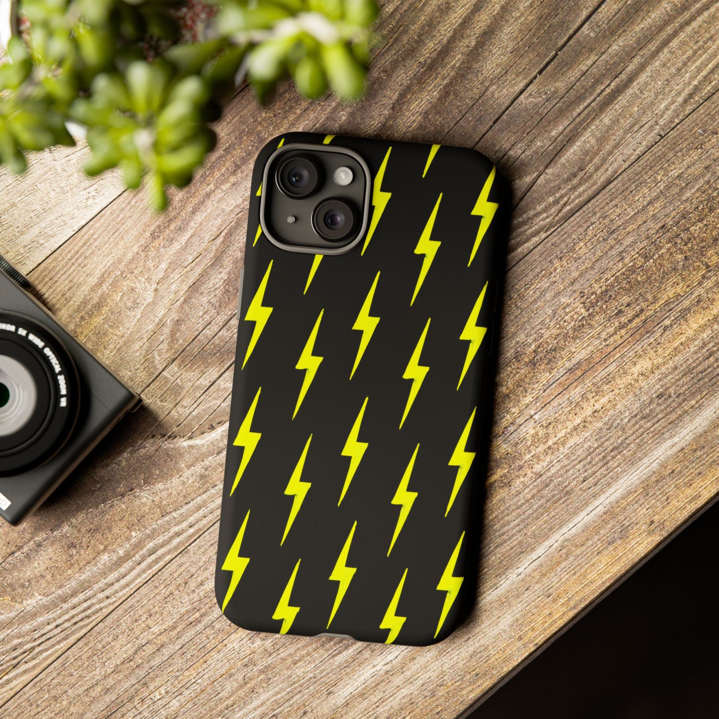 Yellow Lightning Bolt Tough Phone Case | Bold Electric Pattern Case for Iphone, Samsung Galaxy and Pixel