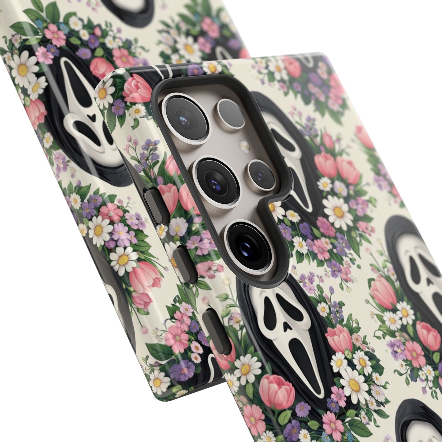 Floral Ghost Face Aesthetic Phone Case – Cute Spooky Tough Cover