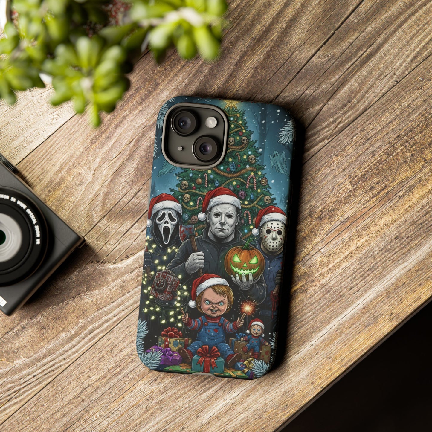 Christmas Horror Phone Case – Festive Slasher Collage Tough Case (iPhone, Samsung, Pixel)