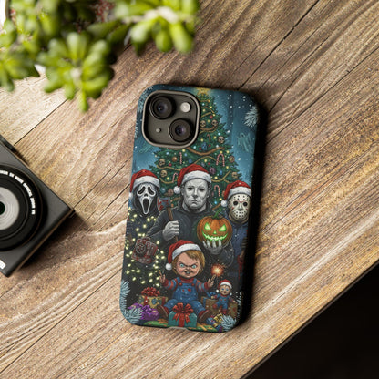 Christmas Horror Phone Case – Festive Slasher Collage Tough Case (iPhone, Samsung, Pixel)
