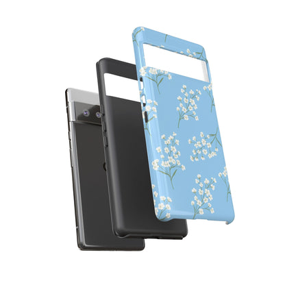 Baby’s Breath Floral Phone Case – Blue Minimal Flower Aesthetic Tough Case