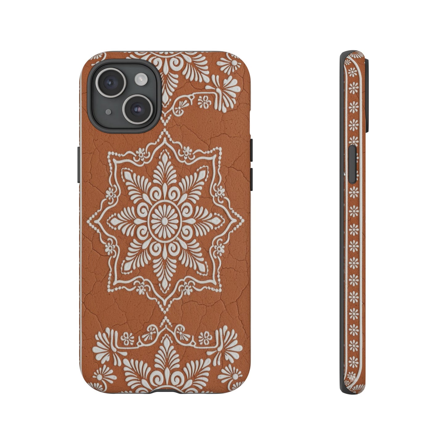 Talavera Terracotta Phone Case | Mexican Floral Pattern iPhone & Samsung Tough Case | Boho Clay Aesthetic Cover