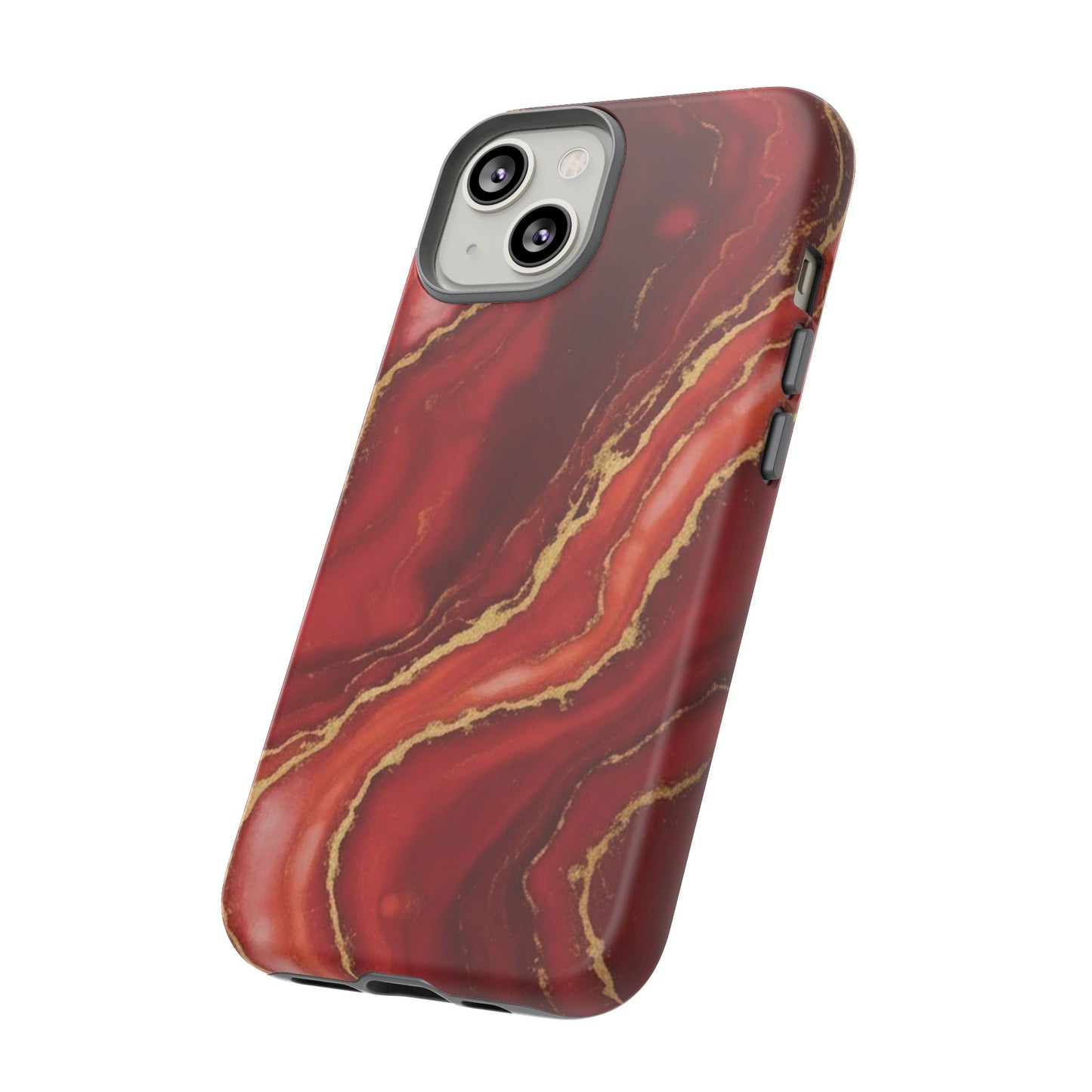 Red Agate Marble Phone Case – Gold Vein Luxury Stone Tough Case (iPhone, Samsung, Pixel)