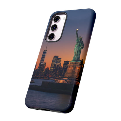 Statue of Liberty Sunset Phone Case – New York City Skyline Travel Aesthetic Tough Case