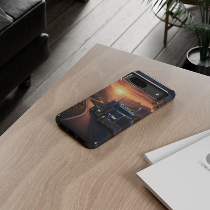 Semi Truck Sunset Phone Case | Trucker Gift | Diesel Truck Highway Road iPhone & Samsung Tough Protective Case