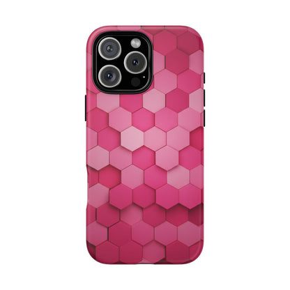 Hot Pink Hexagon Phone Case | Honeycomb Geometric Aesthetic | Cute Pink iPhone & Samsung Tough Protective Case