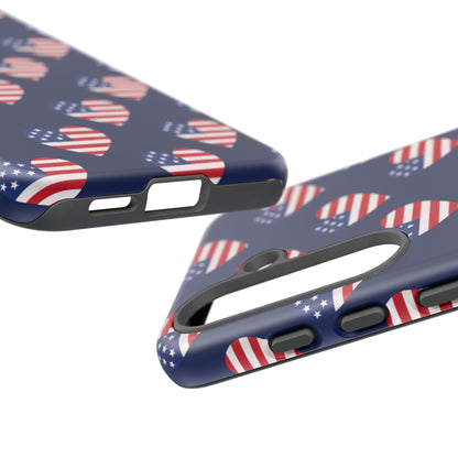 Patriotic American Flag Heart Phone Case – Tough Shockproof, USA Stars & Stripes for Iphone, Samsung Galaxy and Pixel