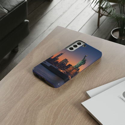Statue of Liberty Sunset Phone Case – New York City Skyline Travel Aesthetic Tough Case