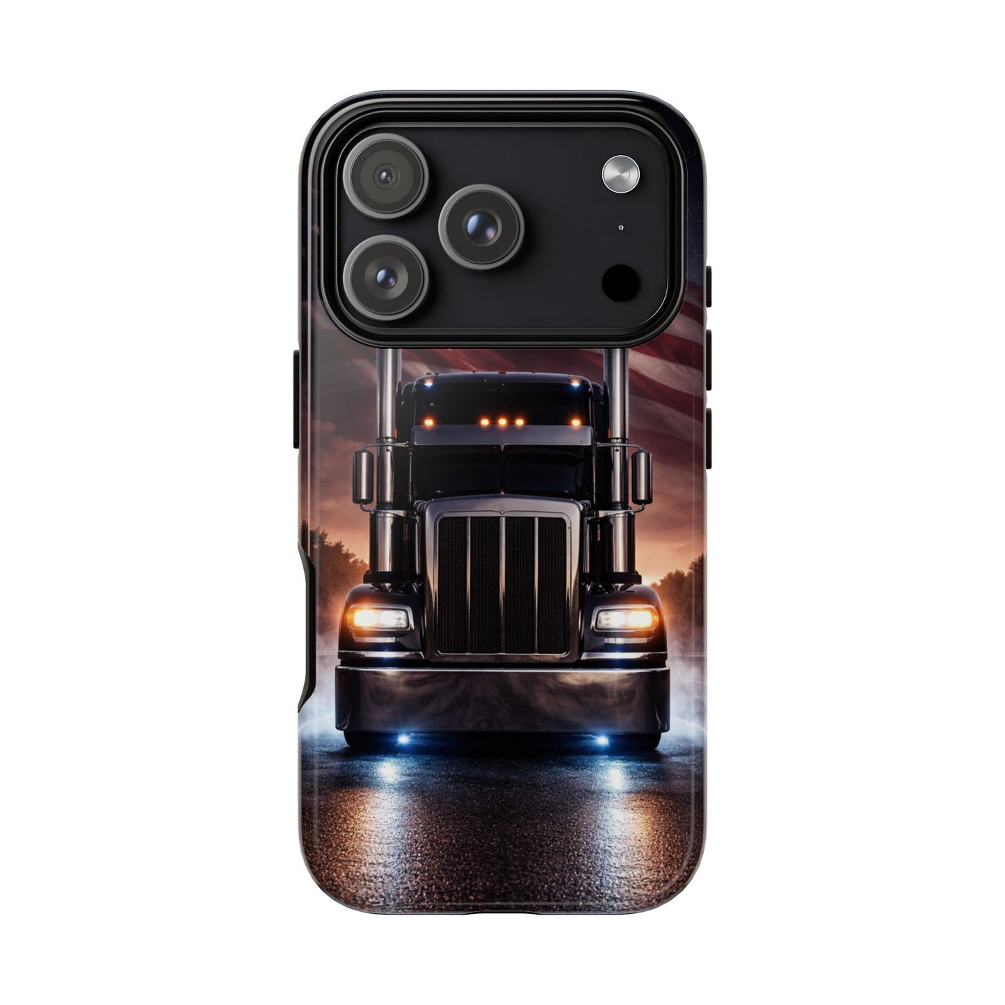 Semi Truck Phone Case American Flag Big Rig Trucker Gift iPhone Samsung