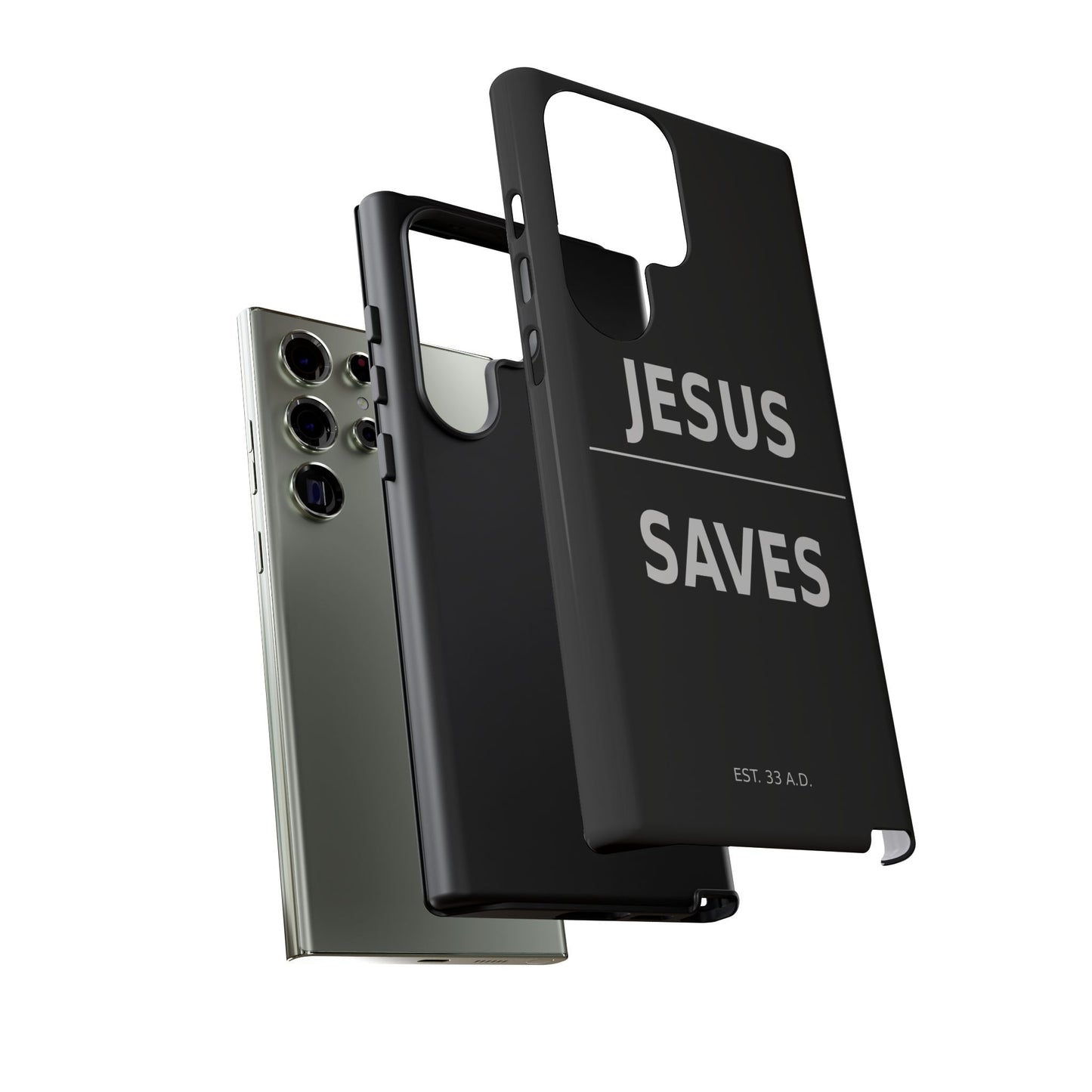 Jesus Saves Phone Case Christian Religious Minimalist Black Tough Cover