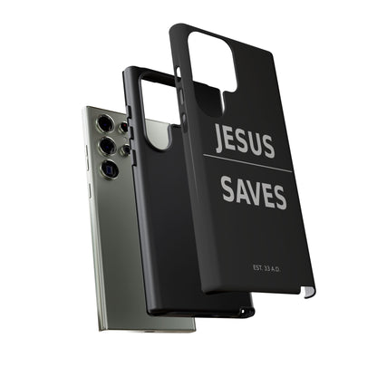 Jesus Saves Phone Case Christian Religious Minimalist Black Tough Cover