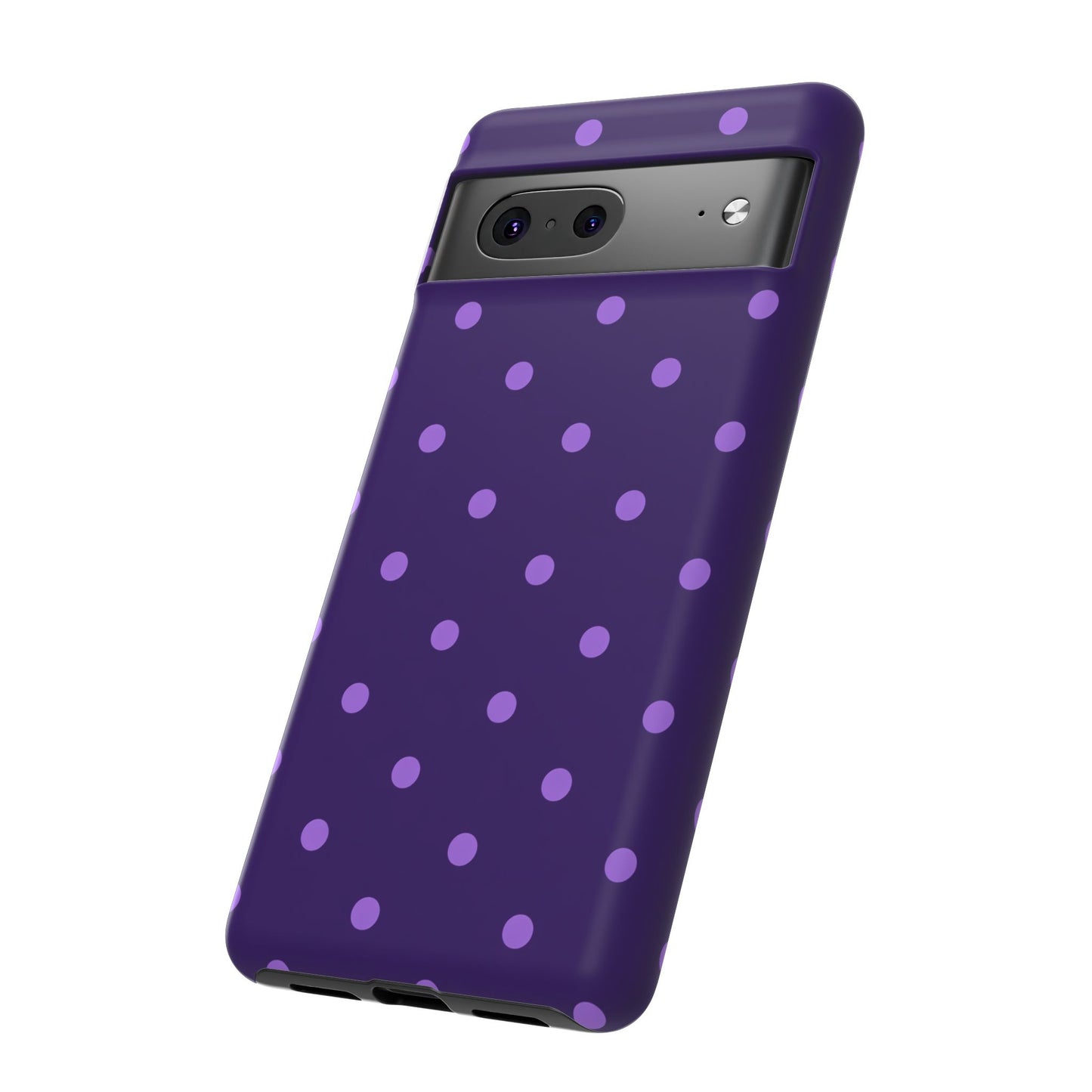 Purple Polka Dot Tough Phone Case – Cute Stylish Durable Protective Cover for Iphone, Samsung Galaxy and Pixel