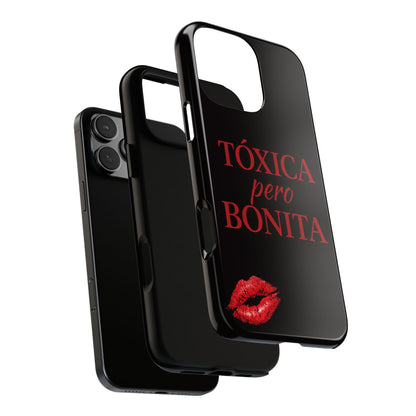 Toxica Pero Bonita Phone Case, Latina Quote Case, Red Lips Aesthetic, Spanish Saying Case, Trendy Tough Cover