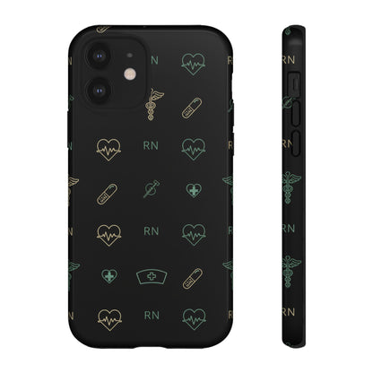 RN Nurse Phone Case – Minimal Medical Icon Pattern Healthcare Worker Tough Case