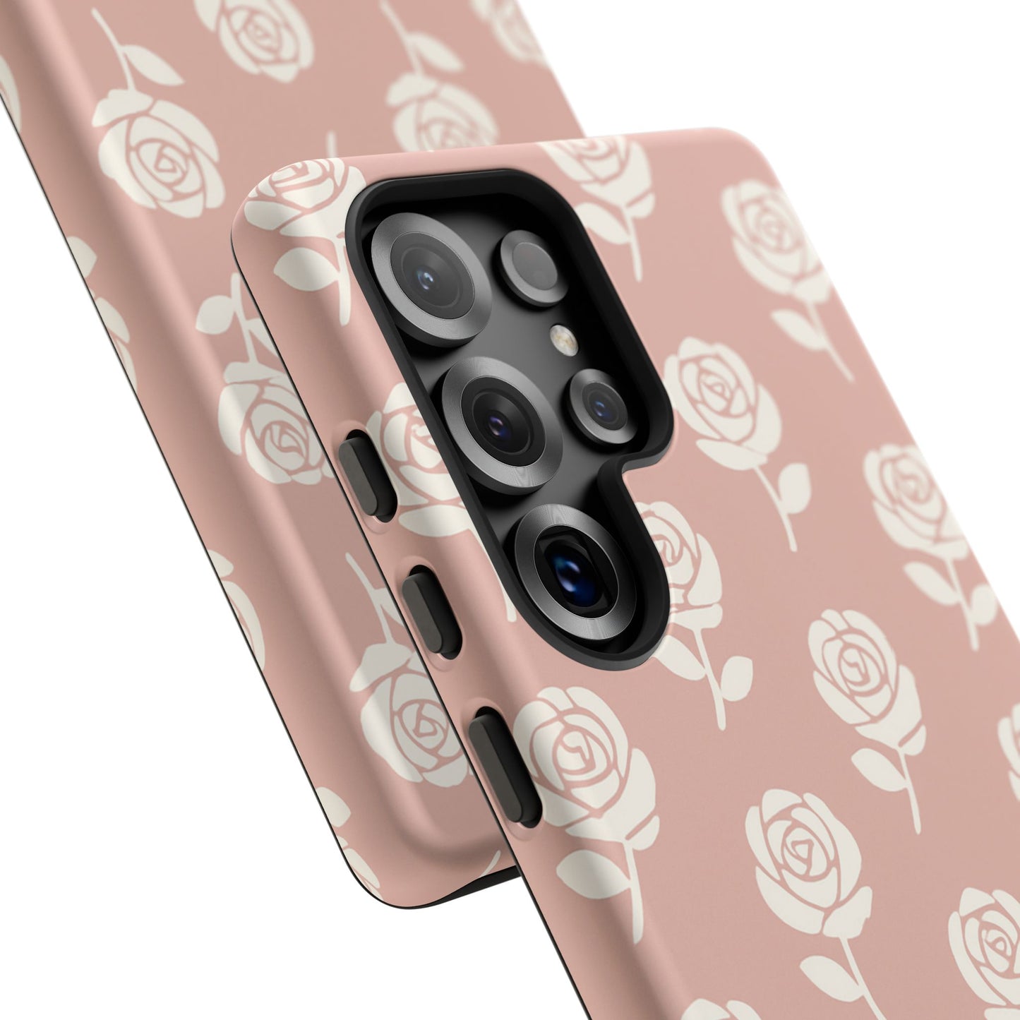 White Rose Pattern Tough Phone Case | Elegant Floral Aesthetic Case for Iphone, Samsung Galaxy and Pixel