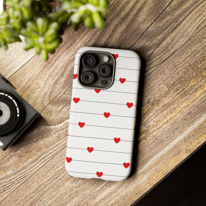 Red Heart Stripe iPhone Case | Tough Shockproof Love Aesthetic Cover