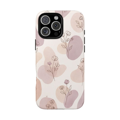 Blush Floral Phone Case Neutral Botanical Watercolor Tough Cover