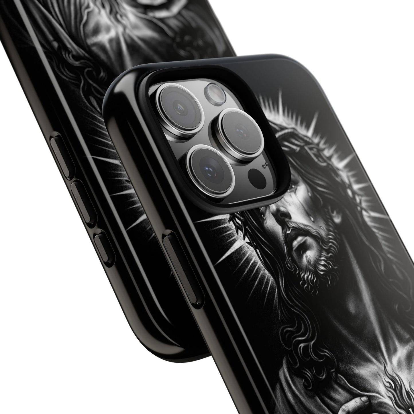 Jesus Sacred Heart Phone Case Black White Christian Faith Aesthetic