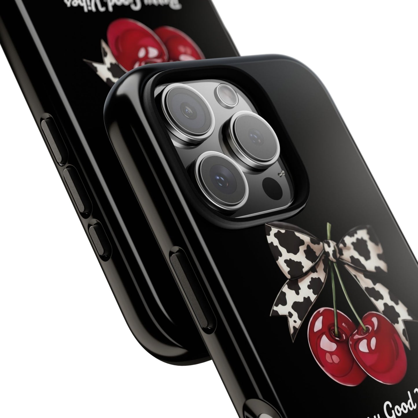 Cherry Cow Print Phone Case | Coquette Bow Aesthetic iPhone & Samsung Tough Case