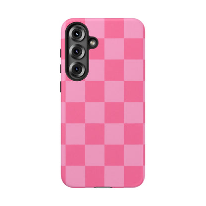 Pink Checkerboard Phone Case | Cute Aesthetic Checkered iPhone & Samsung Tough Case