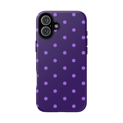 Purple Polka Dot Tough Phone Case – Cute Stylish Durable Protective Cover for Iphone, Samsung Galaxy and Pixel