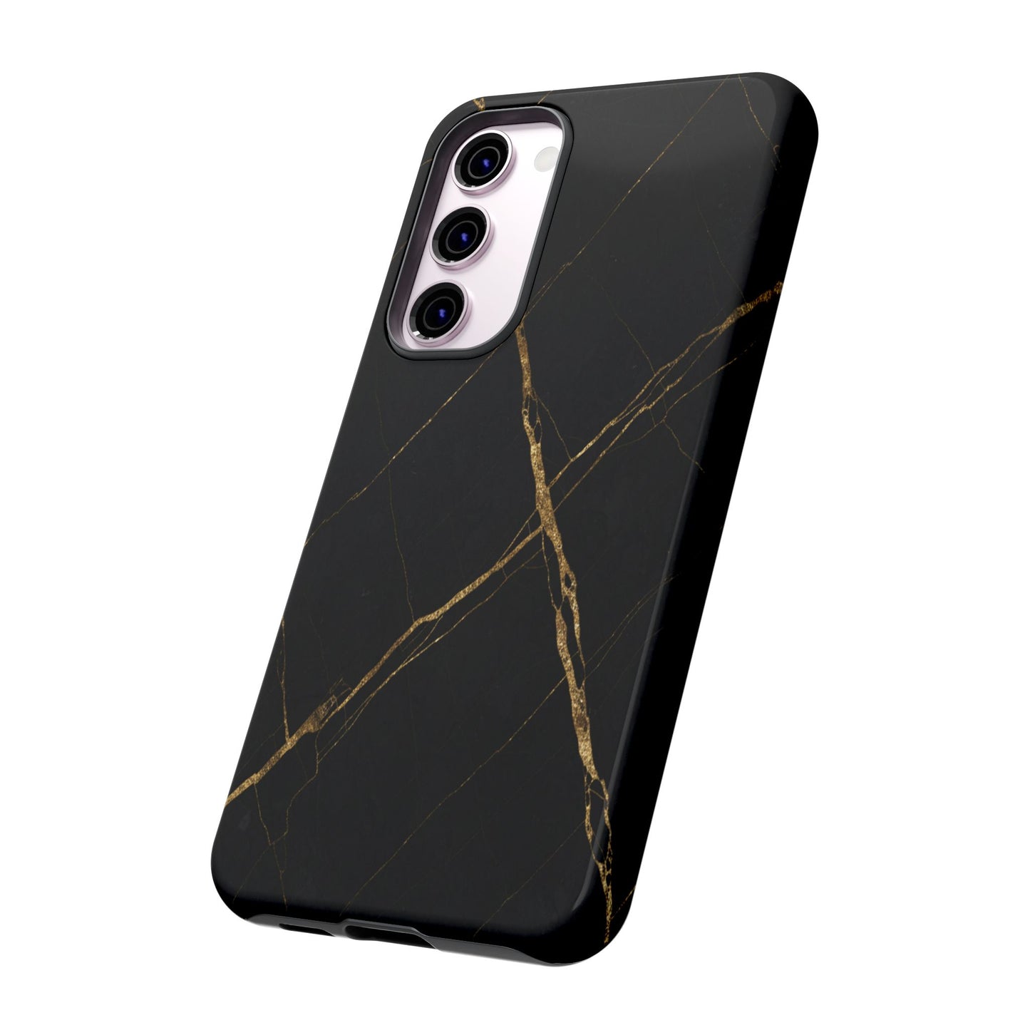 Black Marble Phone Case with Gold Veins – Luxury Minimal Aesthetic Tough Case