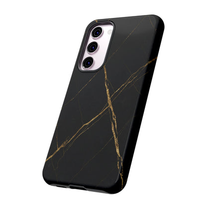 Black Marble Phone Case with Gold Veins – Luxury Minimal Aesthetic Tough Case