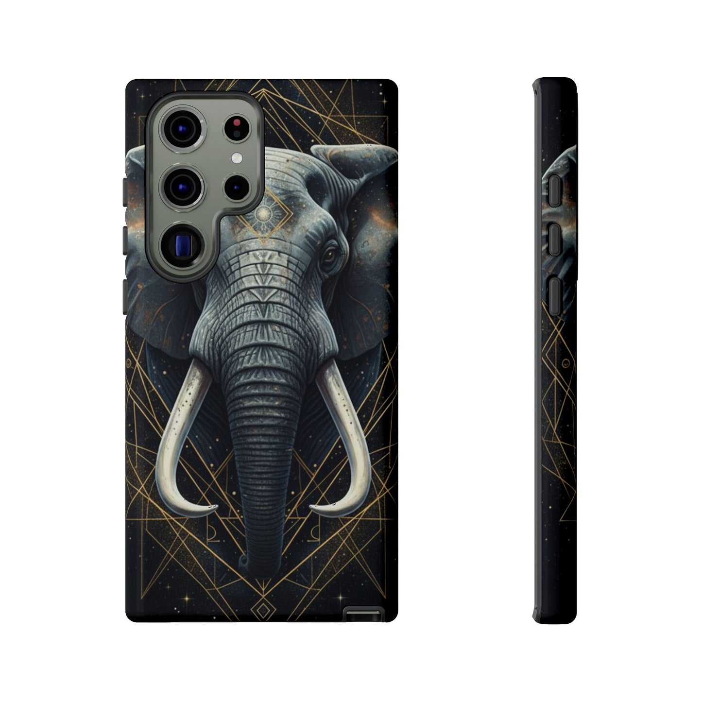 Elephant Mandala Phone Case – Black and Gold Spiritual Elephant Tough Protective Case