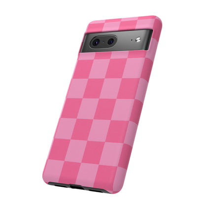 Pink Checkerboard Phone Case – Cute Aesthetic Tough Case for iPhone & Samsung