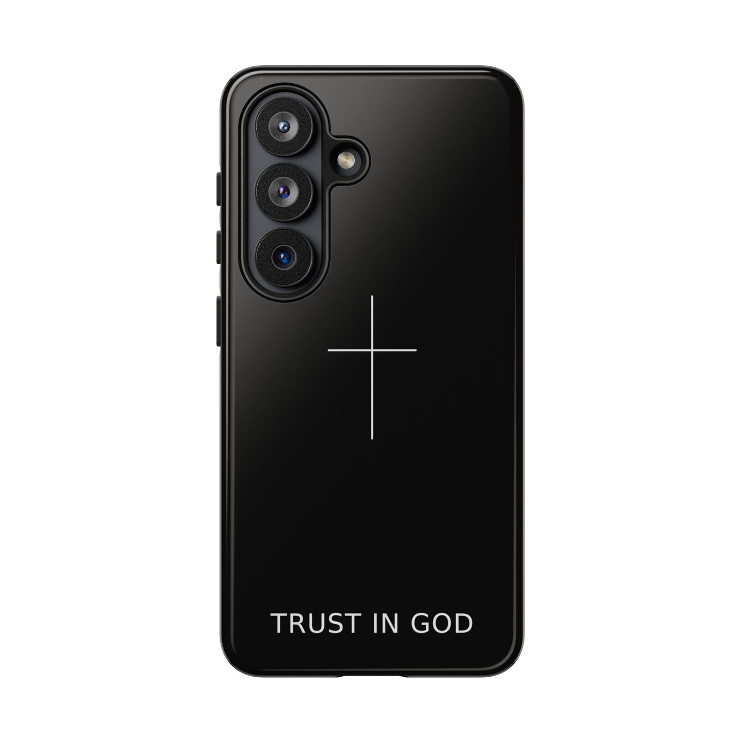 Trust in God Phone Case Minimal Cross Christian Black Tough Cover