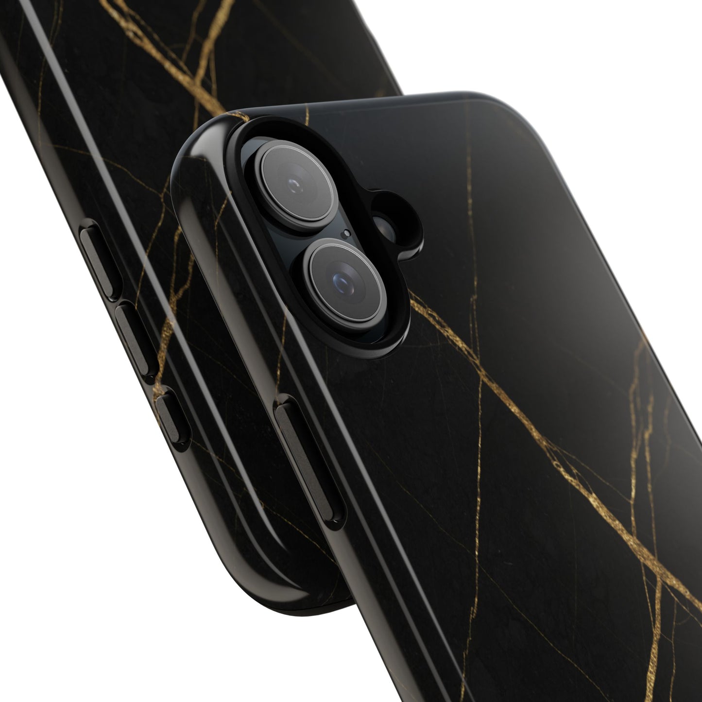 Black Marble Phone Case with Gold Veins – Luxury Minimal Aesthetic Tough Case