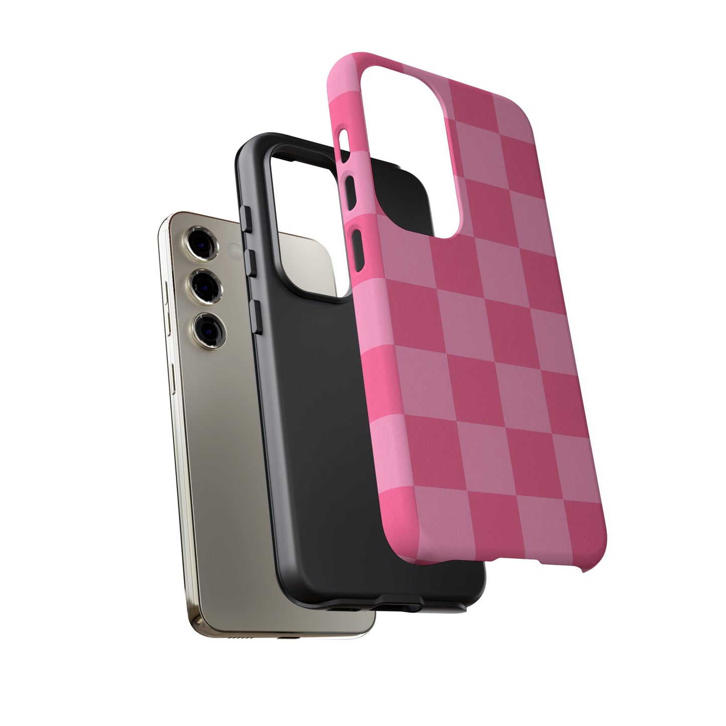 Pink Checkerboard Phone Case | Cute Aesthetic Checkered iPhone & Samsung Tough Case