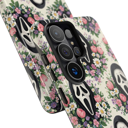 Floral Ghost Face Aesthetic Phone Case – Cute Spooky Tough Cover