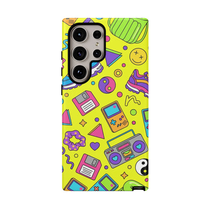 90s Retro Neon Phone Case – Y2K Nostalgia Colorful Icons Tough Protective Case