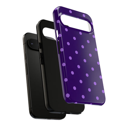 Purple Polka Dot Tough Phone Case – Cute Stylish Durable Protective Cover for Iphone, Samsung Galaxy and Pixel