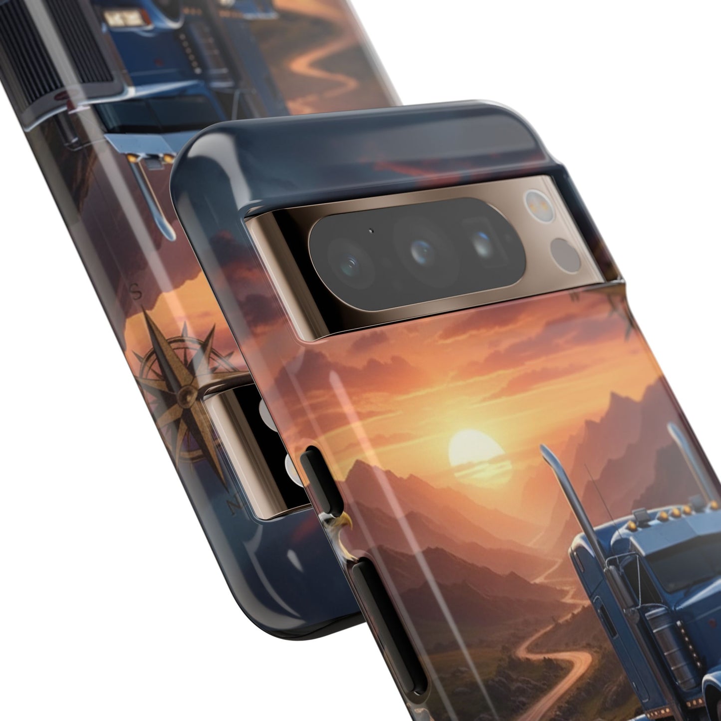 Semi Truck Sunset Phone Case | Trucker Gift | Diesel Truck Highway Road iPhone & Samsung Tough Protective Case