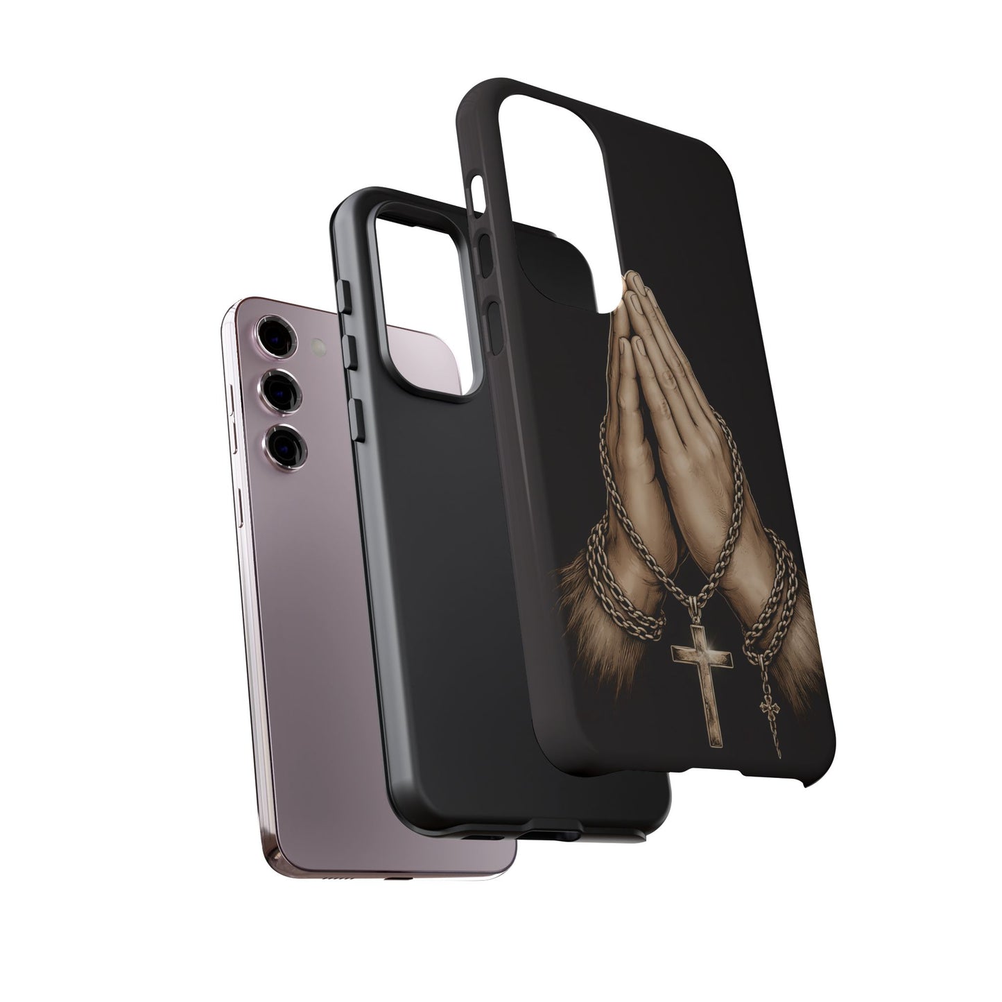 Praying Hands Cross Phone Case – Christian Faith Scripture Cover