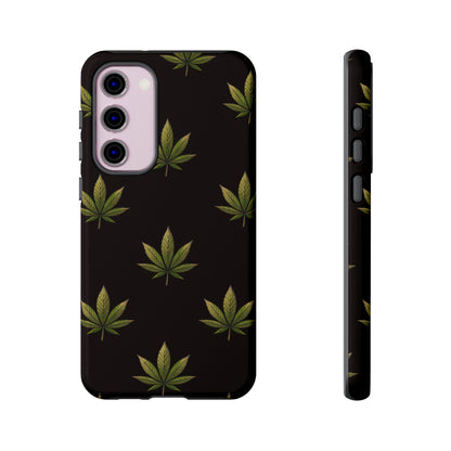 Cannabis Leaf Phone Case Green Weed Leaf Pattern Tough Protective Cover