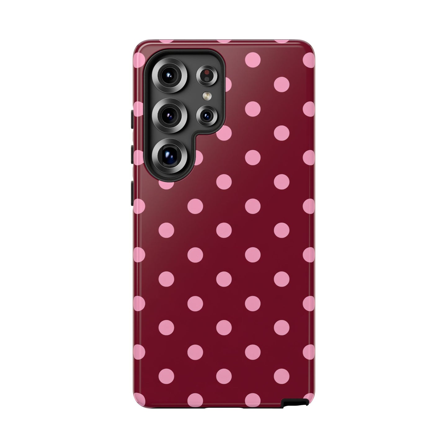 Pink Polka Dot Phone Case – Cute Aesthetic Tough Protective Phone Cover for Iphone, Samsung Galaxy and Pixel