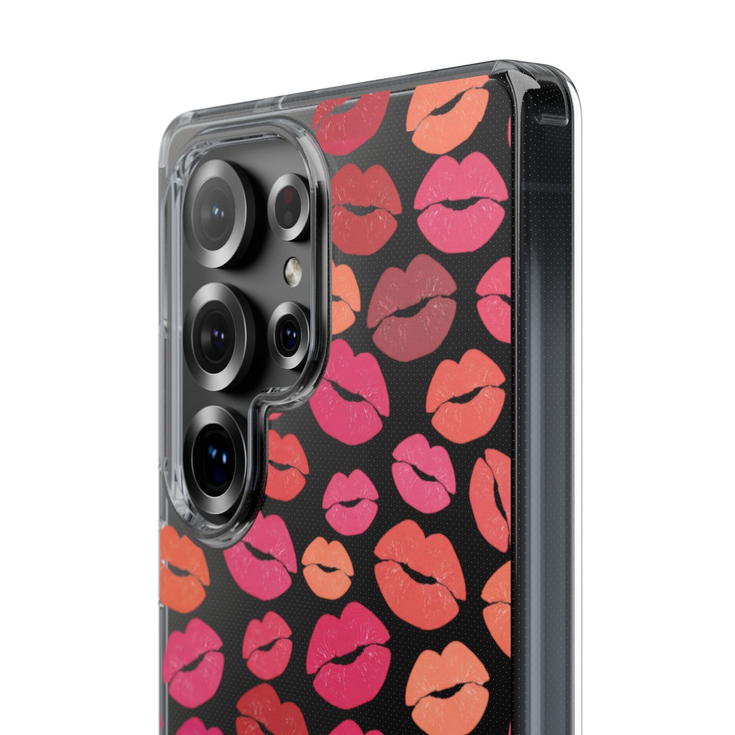 Kiss Print Clear Phone Case | Red Lip Pattern Impact-Resistant Case