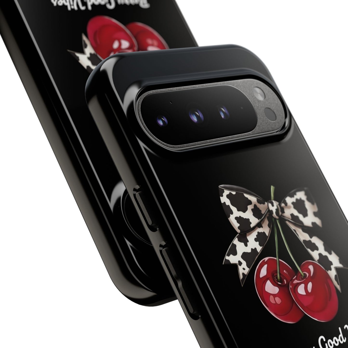 Cherry Cow Print Phone Case | Coquette Bow Aesthetic | Tough Protective Case