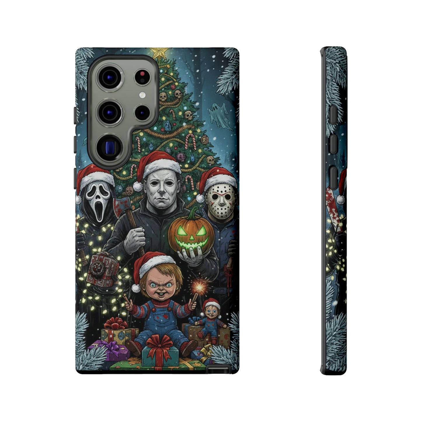 Christmas Horror Phone Case – Festive Slasher Collage Tough Case (iPhone, Samsung, Pixel)